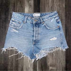 Zara high waisted distressed shorts